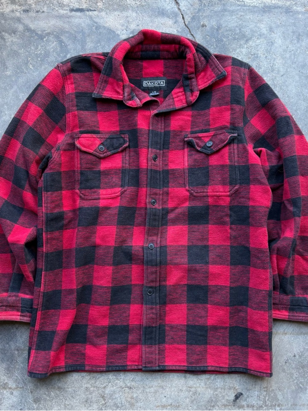 Dakota Men's Red and Black Plaid Button-Down Shirt